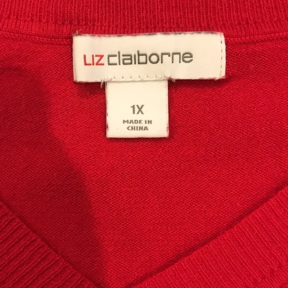 2/$25 LIZ CLAIBORNE Red Striped Sweater Size 1X - Picture 6 of 8